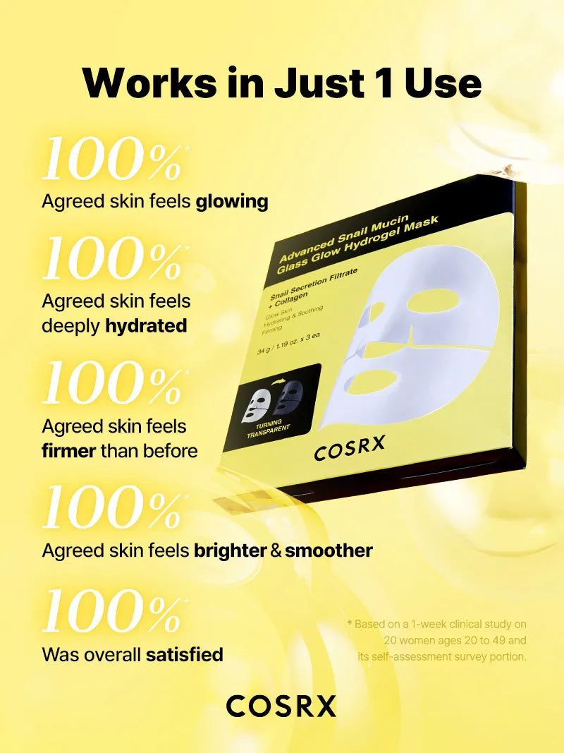 Advanced Snail Mucin Glass Glow Hydrogel Mask_3ea