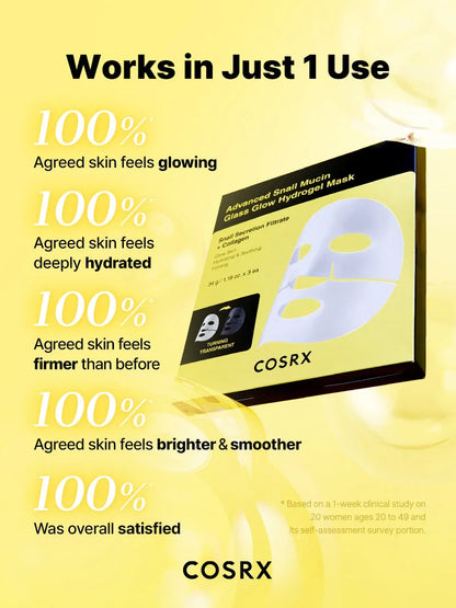 Advanced Snail Mucin Glass Glow Hydrogel Mask_3ea